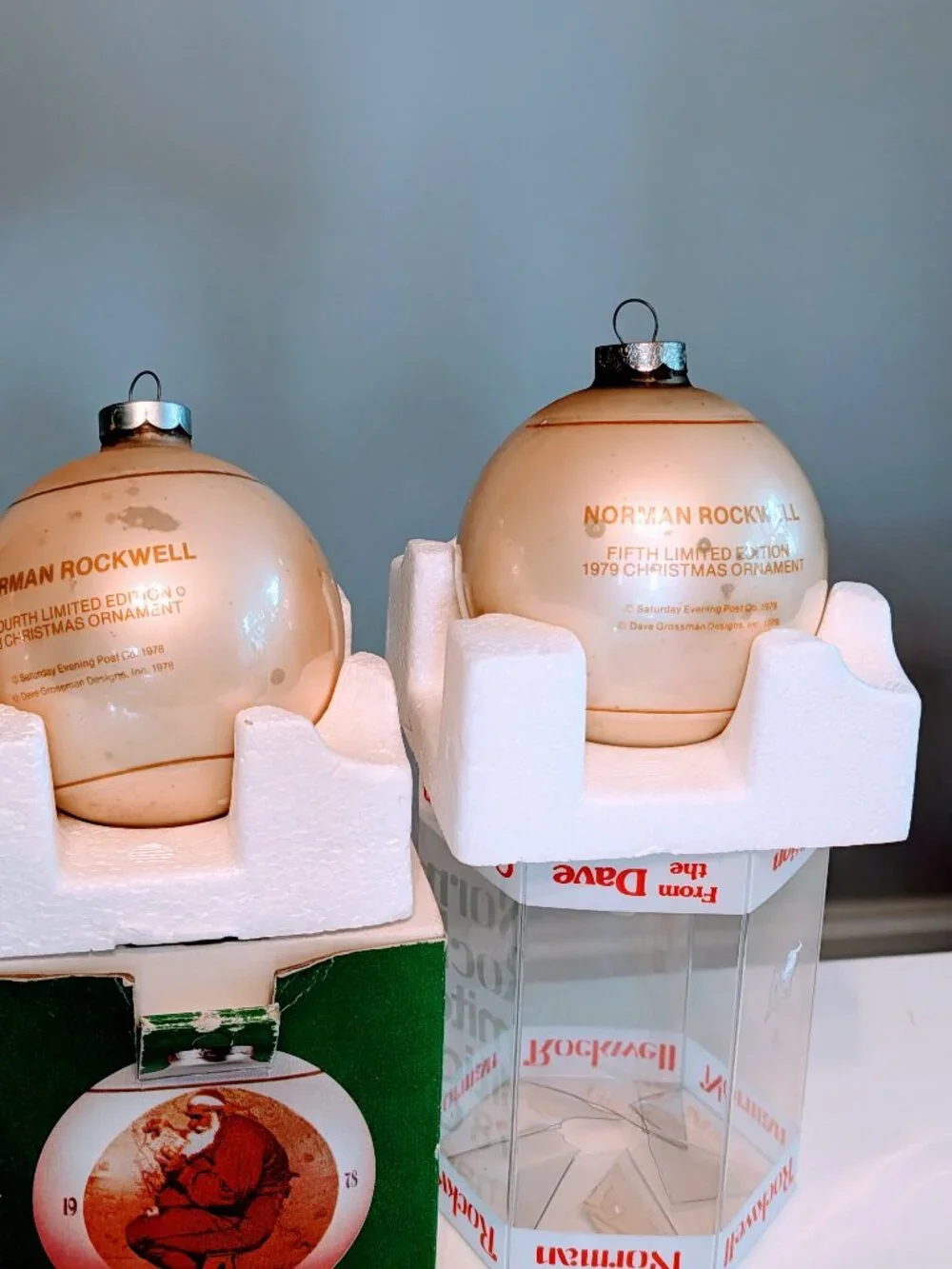 Lot of 5 VTG 70s Norman Rockwell Christmas Ornaments Limited Edition Boxed Retro